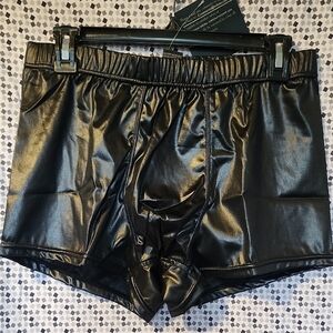 Intimo Shiny Black Faux Leather Boxer Brief / Shorts